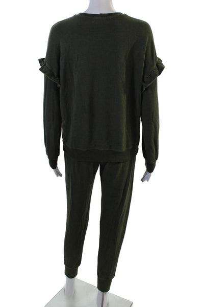 Monrow Unisex Pullover Sweater Green Crew Neck Long Sleeve Drawstring Size XS