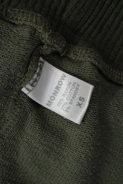 Monrow Unisex Pullover Sweater Green Crew Neck Long Sleeve Drawstring Size XS