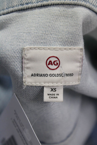 AG Women 90s Light Blue Collared Button Jacket Cotton Lyocell Size XS