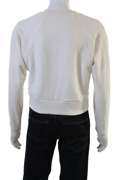 Athleta Unisex Pullover Sweatshirt White Crew Neck College Size S