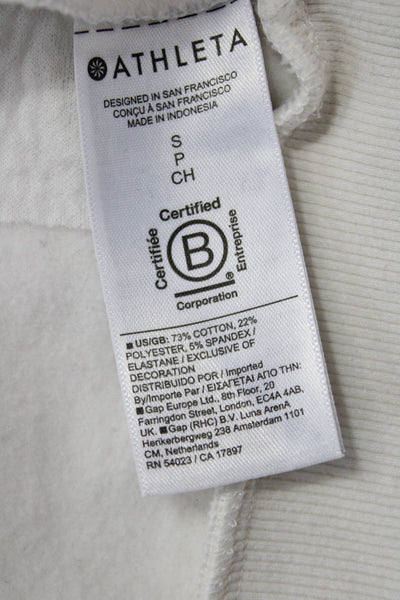 Athleta Unisex Pullover Sweatshirt White Crew Neck College Size S