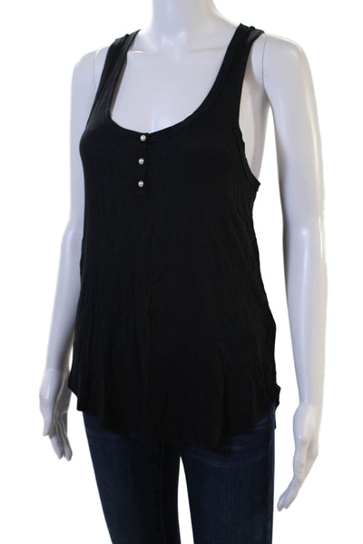 PJ Salvage Womens Scoop Neck Lace Trim Sleep Tank Top Black Size Small