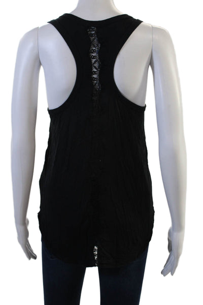 PJ Salvage Womens Scoop Neck Lace Trim Sleep Tank Top Black Size Small