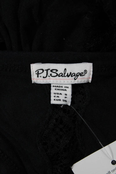 PJ Salvage Womens Scoop Neck Lace Trim Sleep Tank Top Black Size Small