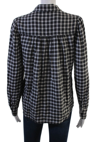Rails Women Black Plaid Collared Button-Up Long Sleeve Cotton Size S