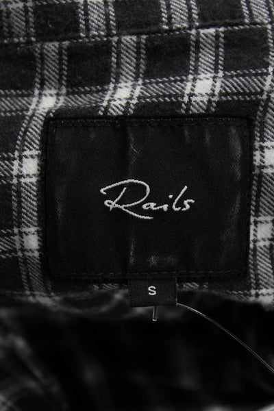 Rails Women Black Plaid Collared Button-Up Long Sleeve Cotton Size S