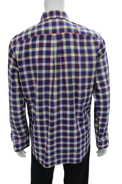 J. Mclaughlin Men's Long Sleeves Button Down Multicolor Plaid Shirt Size M