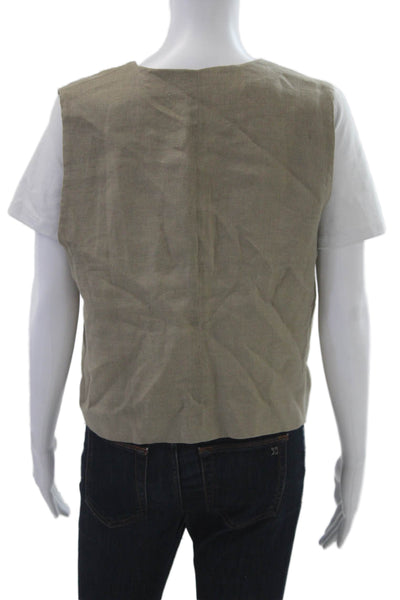 Zara Womens Beige Sleeveless V Neck Button Vest Classic Size L