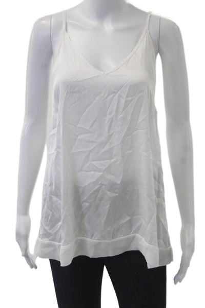 Johanna Paris Women Camisole V-Neck White Rayon Viscose Sleeveless Size S
