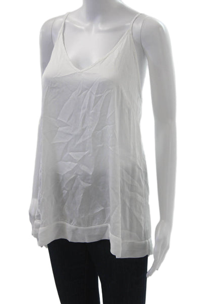 Johanna Paris Women Camisole V-Neck White Rayon Viscose Sleeveless Size S
