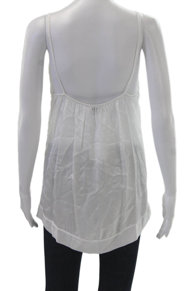 Johanna Paris Women Camisole V-Neck White Rayon Viscose Sleeveless Size S