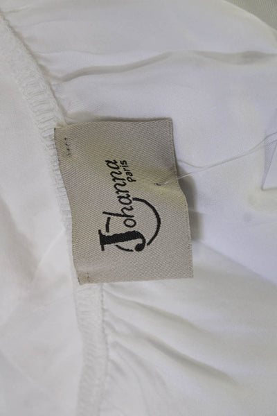 Johanna Paris Women Camisole V-Neck White Rayon Viscose Sleeveless Size S