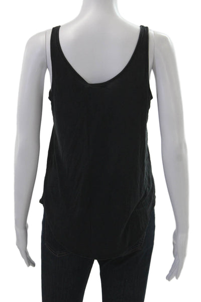 Zara Women Basic Sleeveless Tank Black Cotton Blend Round Neck Solid Size M