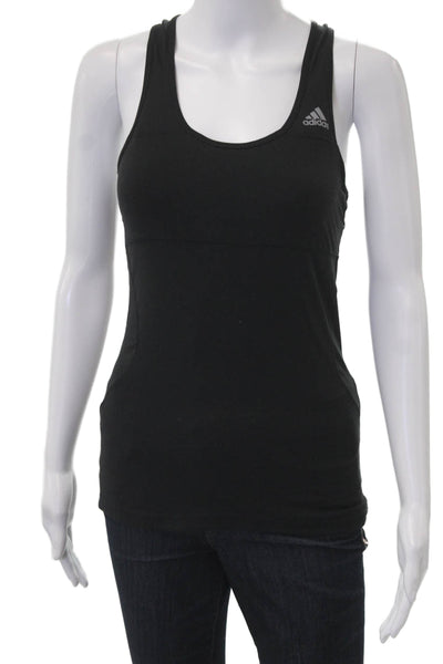 Adidas Women Tank Top Scoop Neck Black Sleeveless Polyester Spandex Size XS