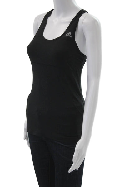 Adidas Women Tank Top Scoop Neck Black Sleeveless Polyester Spandex Size XS