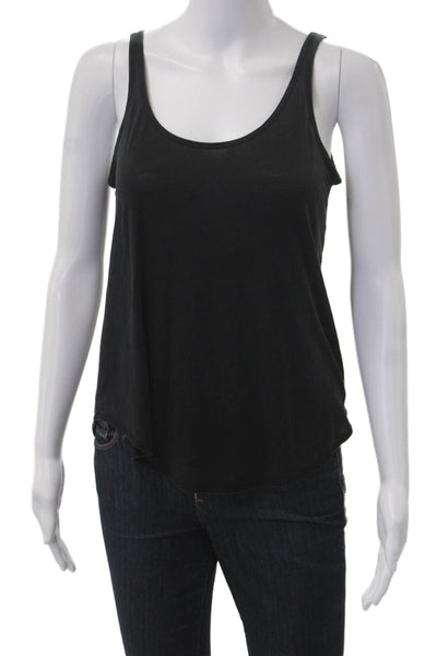 Zara Women Basic Tank Black Sleeveless Round Neck Cotton Blend Solid Size S