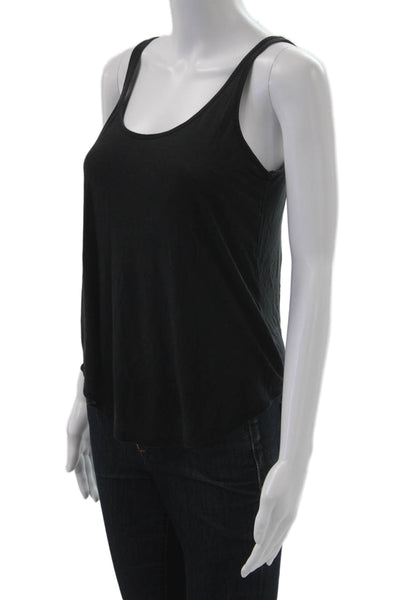 Zara Women Basic Tank Black Sleeveless Round Neck Cotton Blend Solid Size S