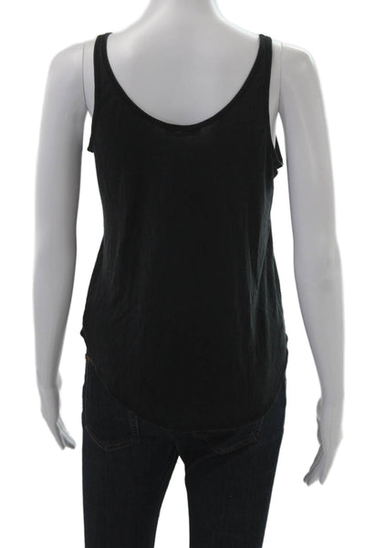 Zara Women Basic Tank Black Sleeveless Round Neck Cotton Blend Solid Size S
