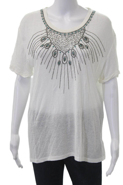 The Kooples Womens Jersey T-Shirt White Round Neck Short Sleeve Size 2