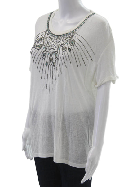 The Kooples Womens Jersey T-Shirt White Round Neck Short Sleeve Size 2