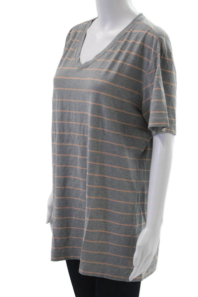 Lululemon Mens V-Neck Striped Gray T-Shirt Size M