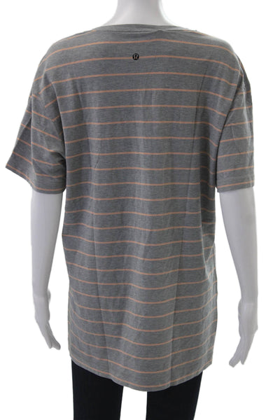 Lululemon Mens V-Neck Striped Gray T-Shirt Size M