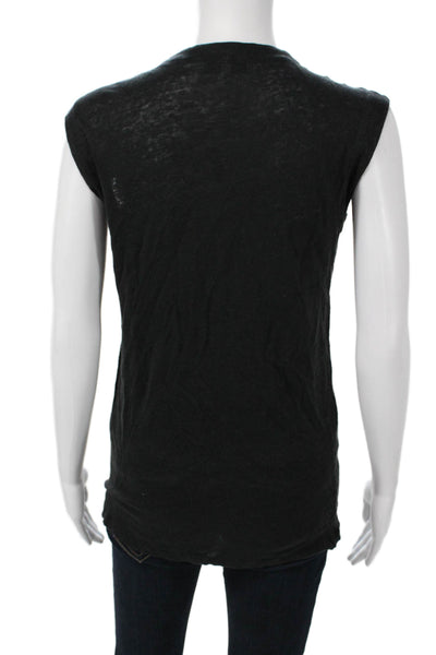 IRO Women Black Linen Lace-Up Gothic Sleeveless Tank Size XS