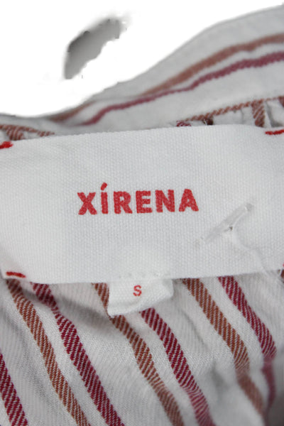 Xirena Womens White Striped Button-Up Tunic Long Sleeve Cotton Size S
