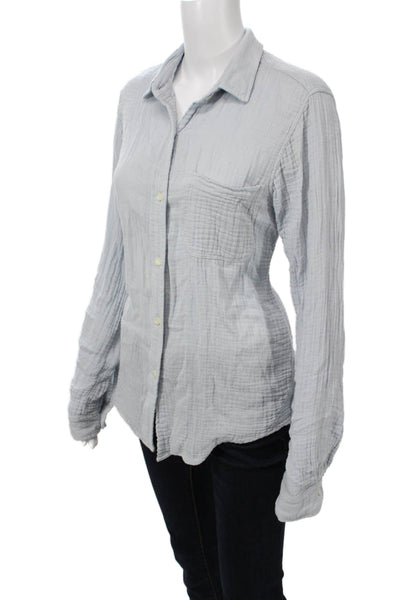 Felicite Womens Basic Button-Up Collared Long Sleeve Gray 100% Cotton Size 1