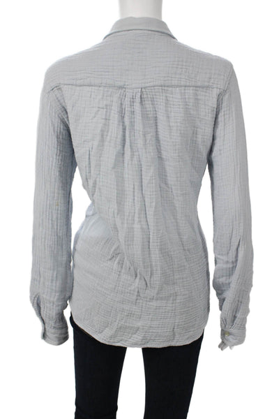 Felicite Womens Basic Button-Up Collared Long Sleeve Gray 100% Cotton Size 1