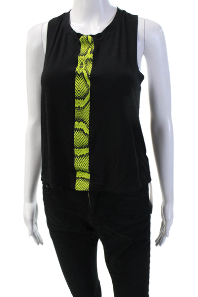 Ultracor, Womens Black Animal Print Micro Modal Crew Neck Tank Size S