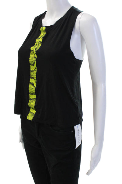 Ultracor, Womens Black Animal Print Micro Modal Crew Neck Tank Size S