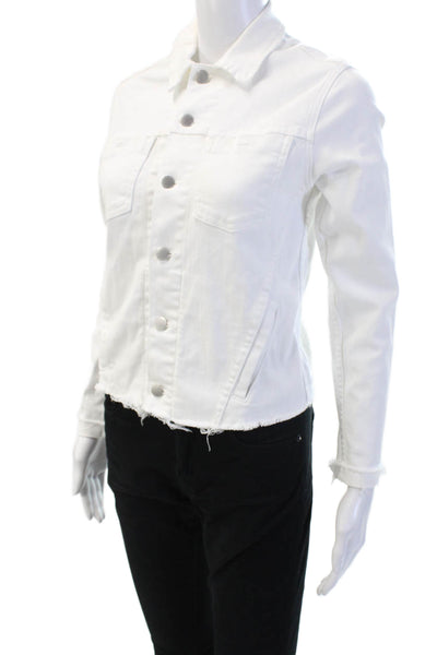 L'Agence Womens Jacket White Collared Button Long Sleeve Cotton Petite Size S
