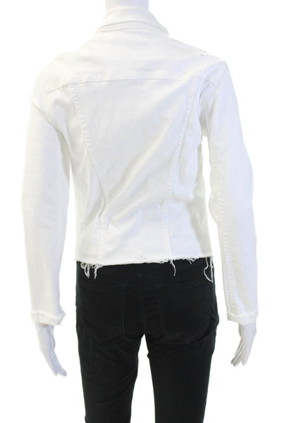 L'Agence Womens Jacket White Collared Button Long Sleeve Cotton Petite Size S