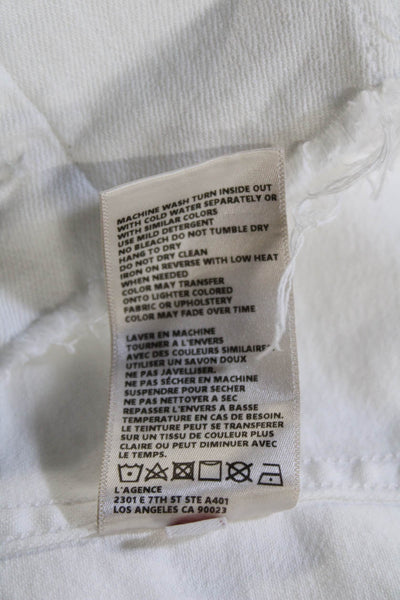 L'Agence Womens Jacket White Collared Button Long Sleeve Cotton Petite Size S