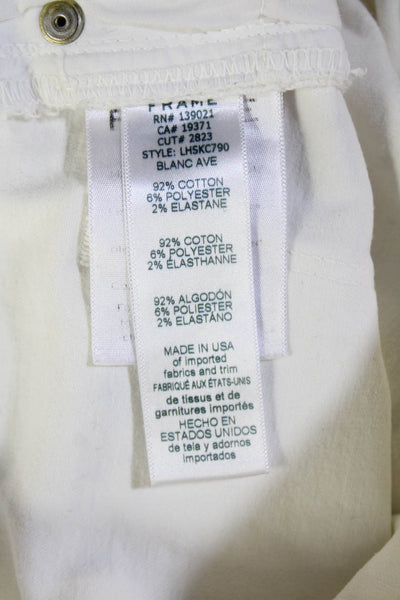 Frame Denim Women Ankle Jeggings White Button Mid Rise Size 26