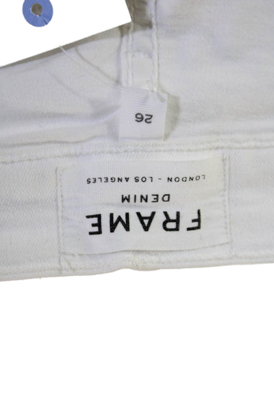 Frame Denim Women Ankle Jeggings White Button Mid Rise Size 26