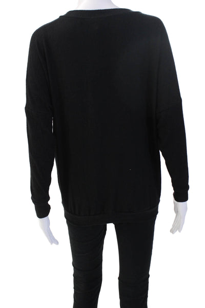Soft Joie Unisex Pullover Sweater Black Round Neck Long Sleeve Size 2XS