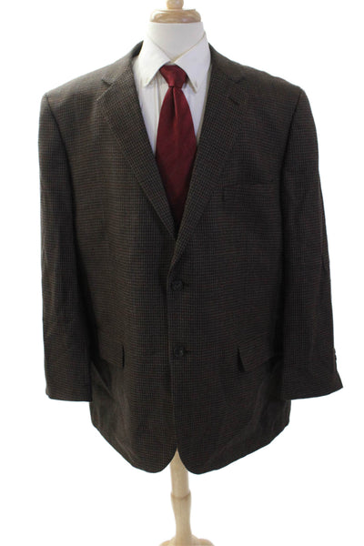 Joseph & Feiss Mens Brown Check 100% Wool Suit Jacket Button Size 50