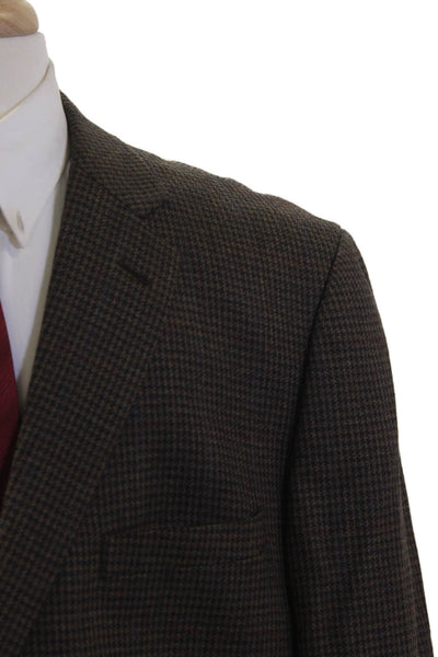 Joseph & Feiss Mens Brown Check 100% Wool Suit Jacket Button Size 50