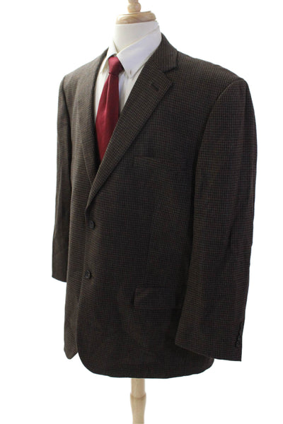 Joseph & Feiss Mens Brown Check 100% Wool Suit Jacket Button Size 50