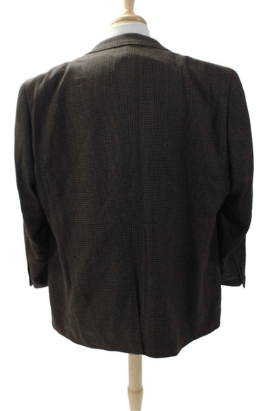 Joseph & Feiss Mens Brown Check 100% Wool Suit Jacket Button Size 50