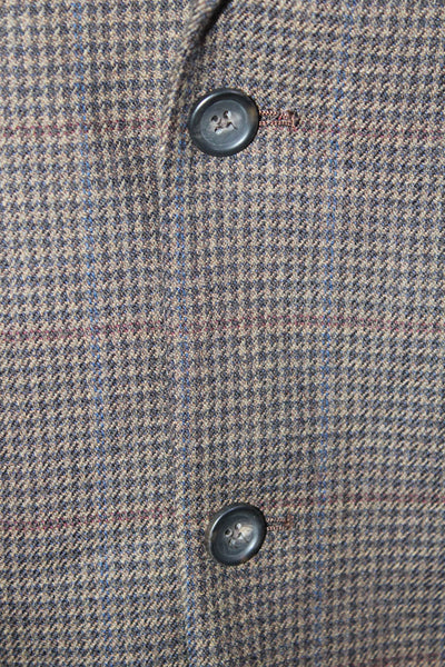 Joseph & Feiss Mens Brown Check 100% Wool Suit Jacket Button Size 50