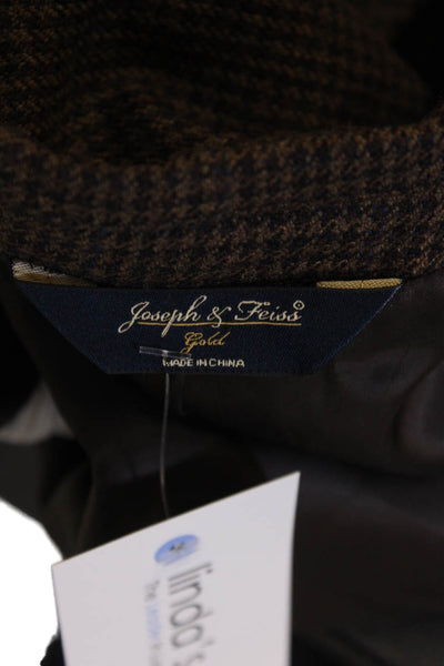 Joseph & Feiss Mens Brown Check 100% Wool Suit Jacket Button Size 50