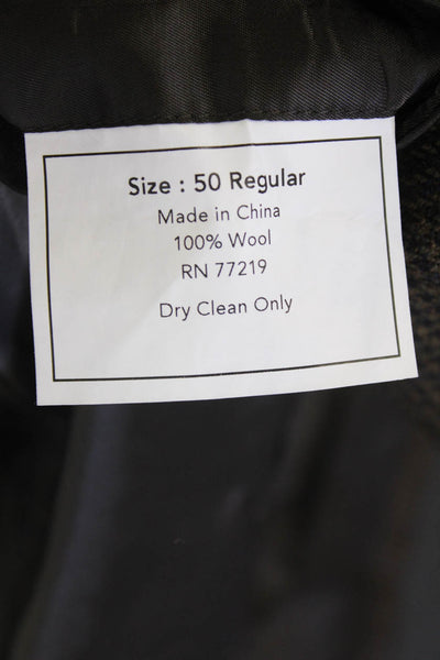 Joseph & Feiss Mens Brown Check 100% Wool Suit Jacket Button Size 50