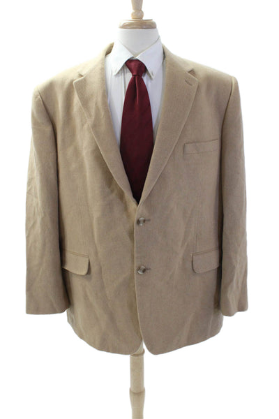 Andrew Fezza Men Beige Camelhair Blazer Button Big & Tall Size 50