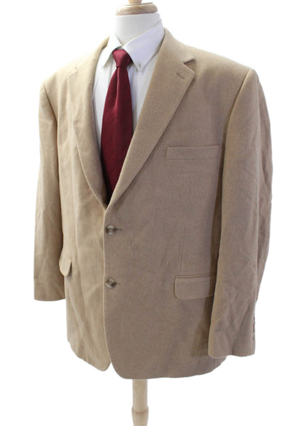 Andrew Fezza Men Beige Camelhair Blazer Button Big & Tall Size 50
