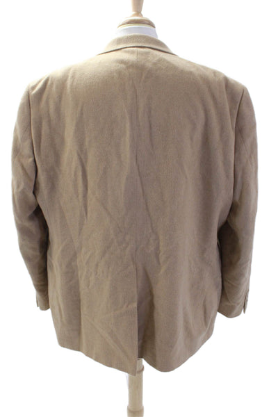 Andrew Fezza Men Beige Camelhair Blazer Button Big & Tall Size 50