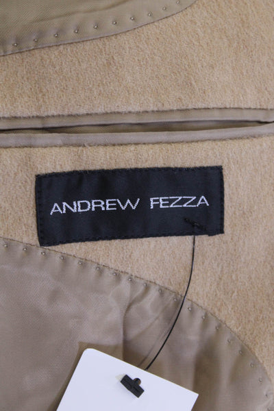 Andrew Fezza Men Beige Camelhair Blazer Button Big & Tall Size 50