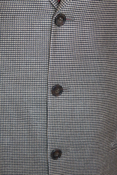 Joseph Abboud Mens Brown Check Wool-Silk Suit Jacket Button Collared Size 40